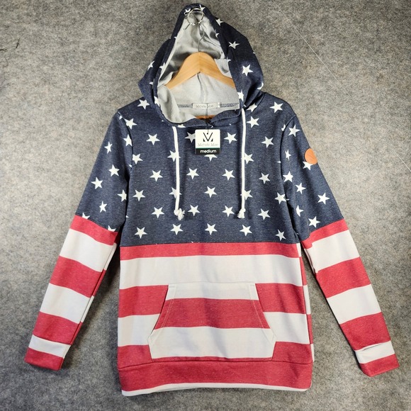 Michelle Mae Tops - Michelle Mae‎ Womens American Flag Hoodie Stars and Stripes Patriotic Medium NEW